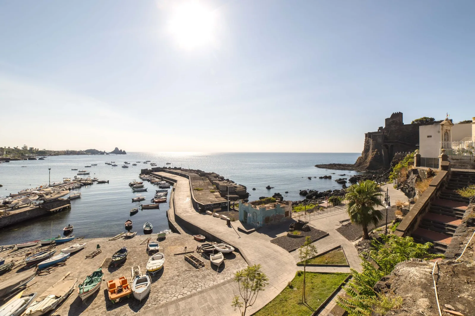 View over Aci Castello harbour and Norman castle
