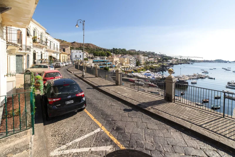 Seafront road with views of the coast