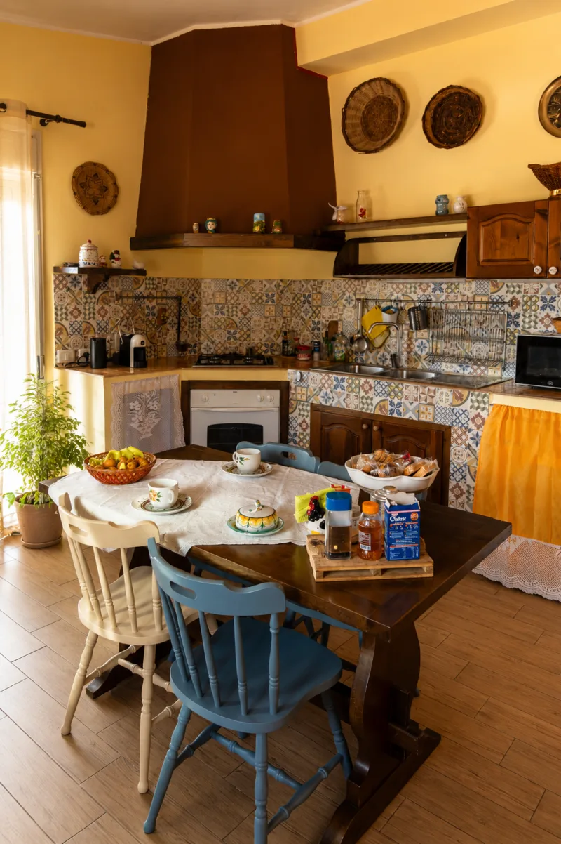 Rustic kitchen with dining table