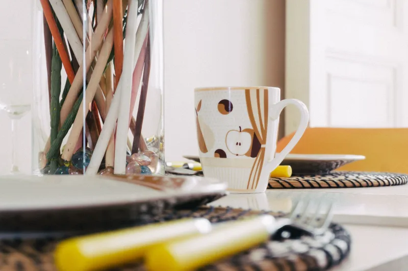 Breakfast mug and table setting