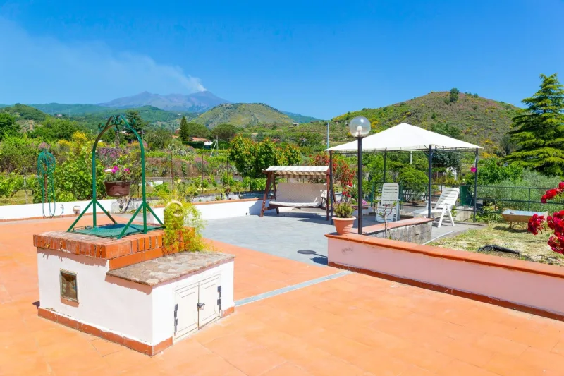Terrace with Mount Etna behind