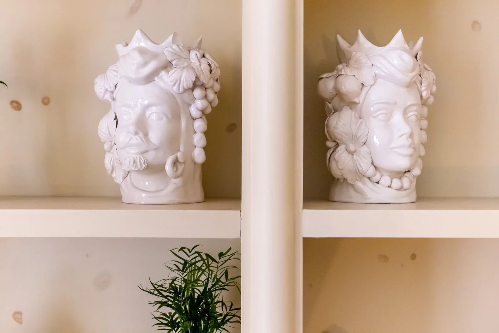 Pair of ceramic Moor’s head vases